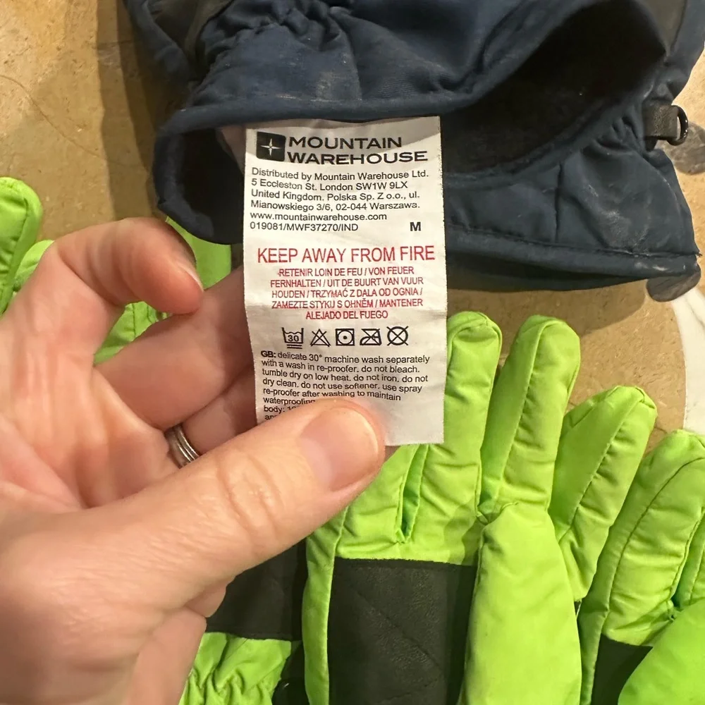 Kids Winter Gloves - Green and Navy - Pack of 3 size medium
